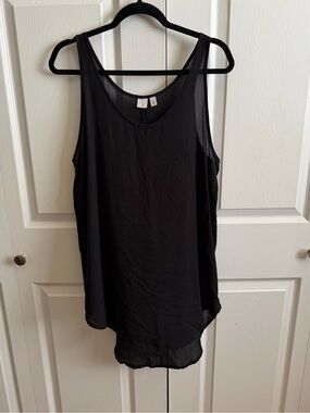 5 for $25! bp Black Sleeveless Chiffon Overlay Tank Top